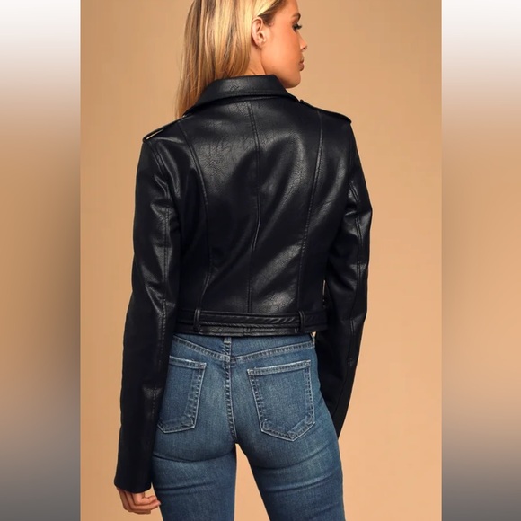 Off The Edge Black Vegan Leather Moto Jacket - Picture 2 of 13